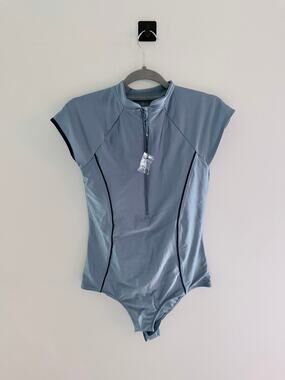 LYRA SWIM Light Blue Zip One-Piece Swimsuit-Size Large